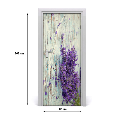 Self-adhesive door sticker Lavender on the wood