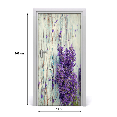 Self-adhesive door sticker Lavender on the wood