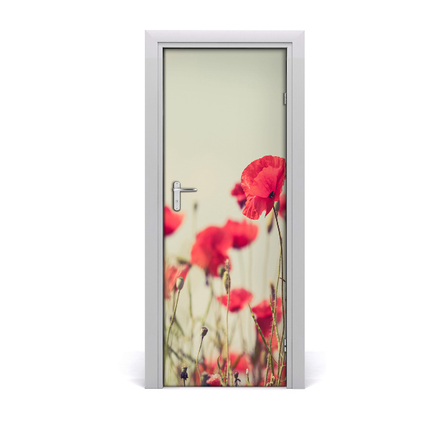 Self-adhesive door sticker Field poppies