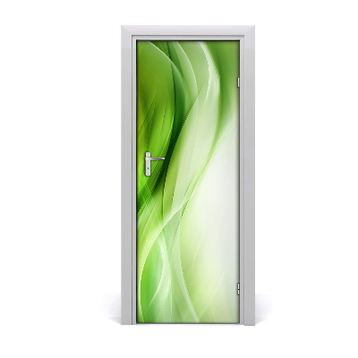 Self-adhesive door sticker Green waves background