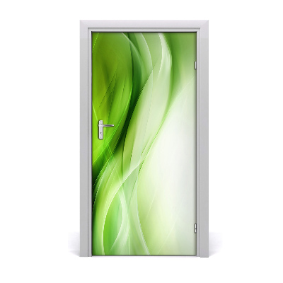 Self-adhesive door sticker Green waves background