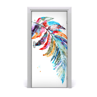 Self-adhesive door sticker Colorful fern