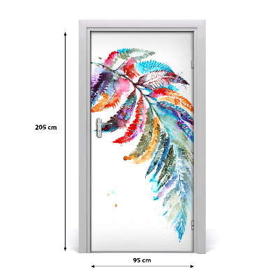 Self-adhesive door sticker Colorful fern