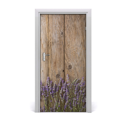 Self-adhesive door sticker Lavender on the wood