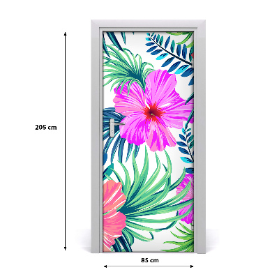 Self-adhesive door veneer Hawaiian flowers