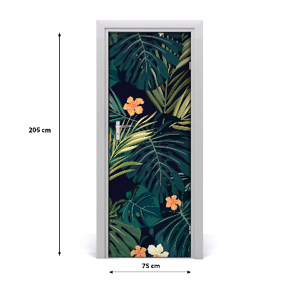 Self-adhesive door veneer Hawaiian flowers