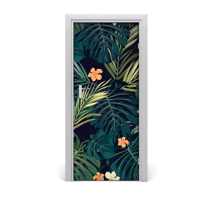 Self-adhesive door veneer Hawaiian flowers