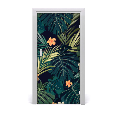 Self-adhesive door veneer Hawaiian flowers