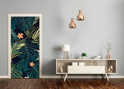 Self-adhesive door veneer Hawaiian flowers