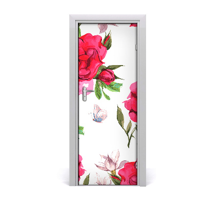 Self-adhesive door veneer Red roses