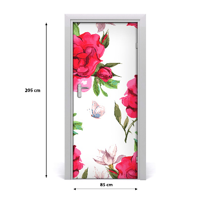 Self-adhesive door veneer Red roses