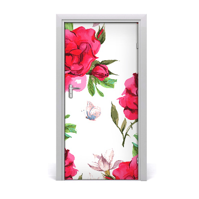 Self-adhesive door veneer Red roses