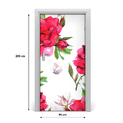 Self-adhesive door veneer Red roses