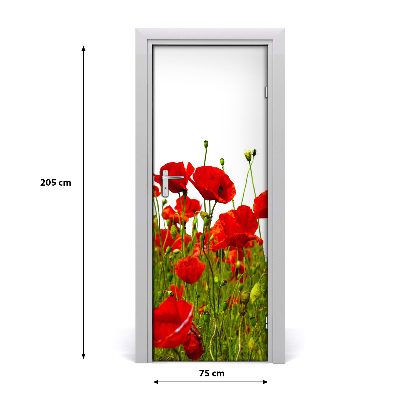 Self-adhesive door sticker Field of poppies