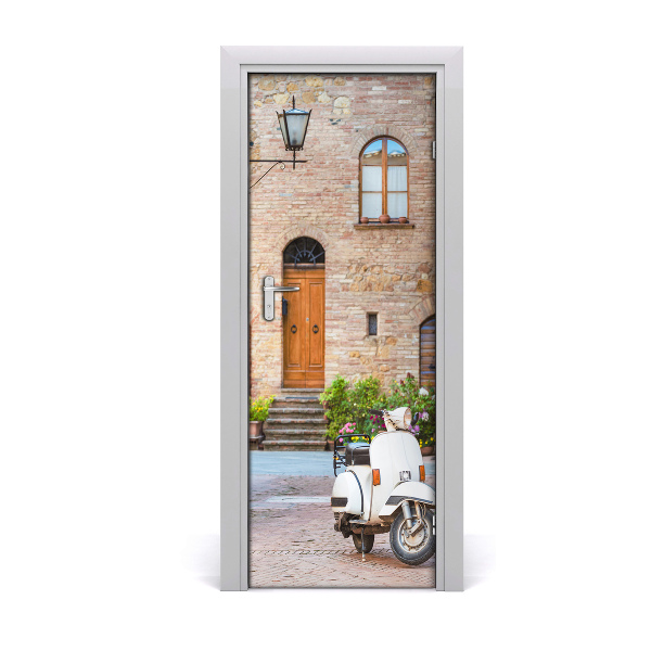 Self-adhesive door wallpaper Italian streets