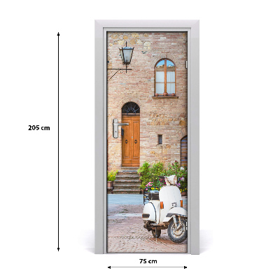 Self-adhesive door wallpaper Italian streets