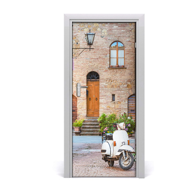 Self-adhesive door wallpaper Italian streets