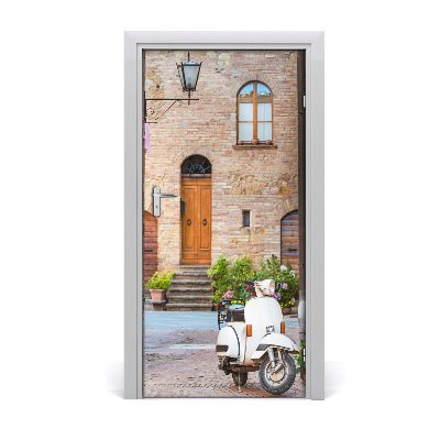 Self-adhesive door wallpaper Italian streets