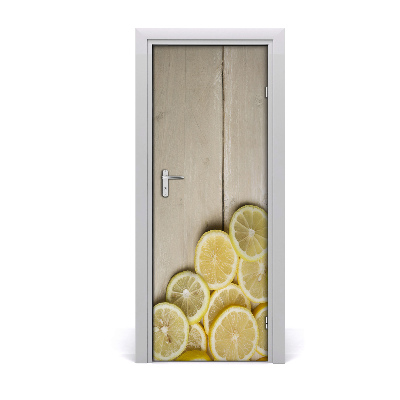 Self-adhesive door sticker Lemons on the wood