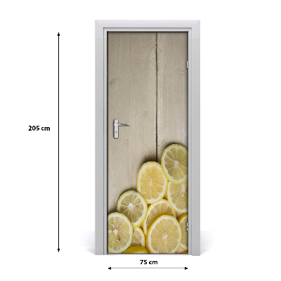 Self-adhesive door sticker Lemons on the wood