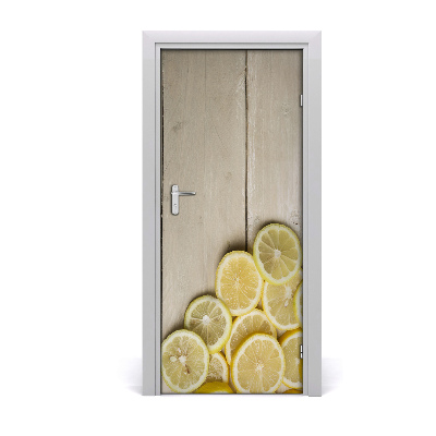 Self-adhesive door sticker Lemons on the wood