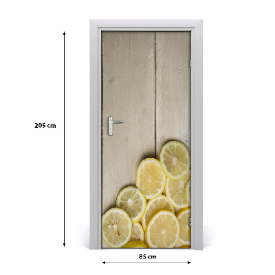 Self-adhesive door sticker Lemons on the wood