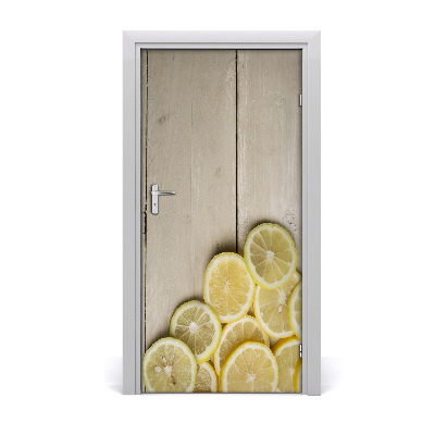 Self-adhesive door sticker Lemons on the wood