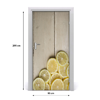 Self-adhesive door sticker Lemons on the wood