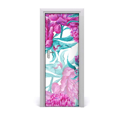 Self-adhesive door wallpaper Peonies