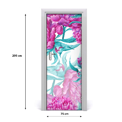 Self-adhesive door wallpaper Peonies