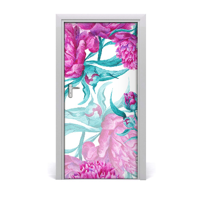 Self-adhesive door wallpaper Peonies