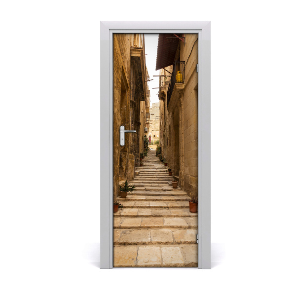 Self-adhesive door wallpaper Streets in malta