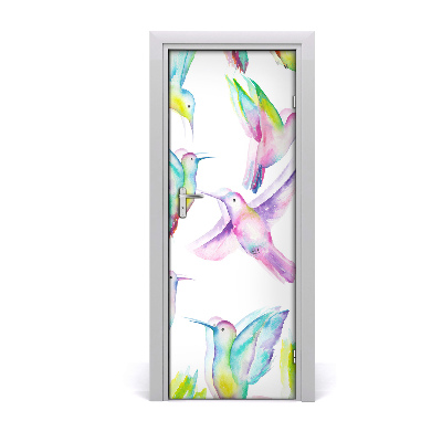 Self-adhesive door sticker Colorful hummingbirds