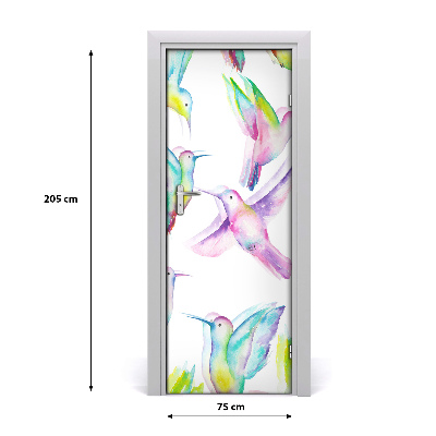 Self-adhesive door sticker Colorful hummingbirds