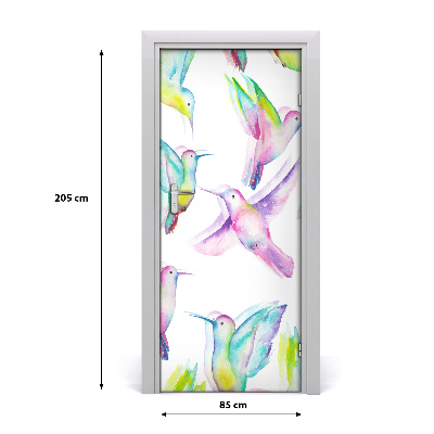 Self-adhesive door sticker Colorful hummingbirds