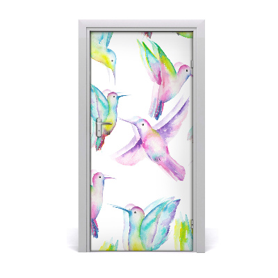 Self-adhesive door sticker Colorful hummingbirds