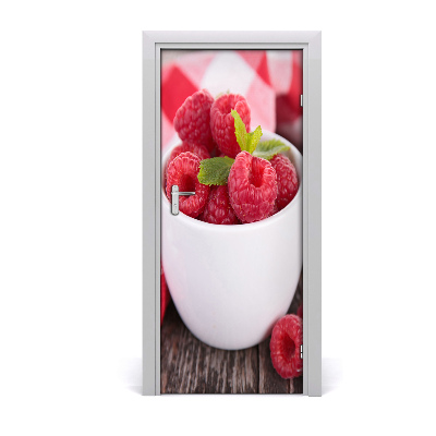 Self-adhesive door sticker Raspberries in a mug