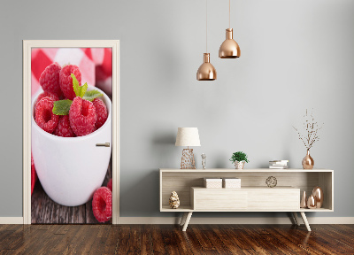 Self-adhesive door sticker Raspberries in a mug