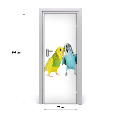 Self-adhesive door sticker Budgies