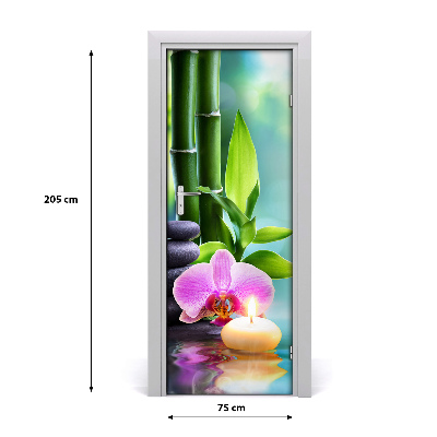 Self-adhesive door sticker Orchid and bamboo