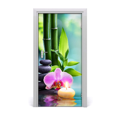 Self-adhesive door sticker Orchid and bamboo