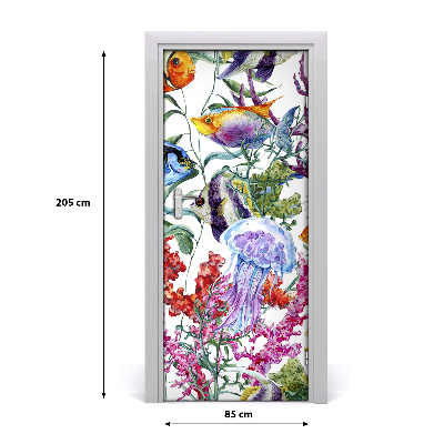 Self-adhesive door sticker Underwater world