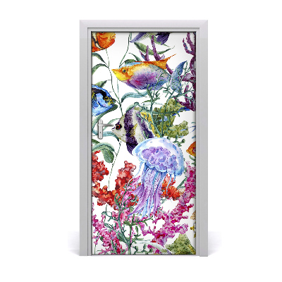 Self-adhesive door sticker Underwater world