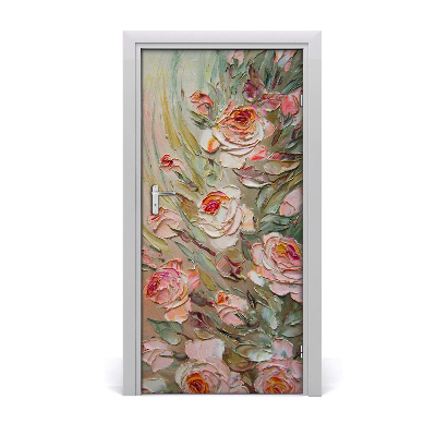 Self-adhesive door sticker On the door roses