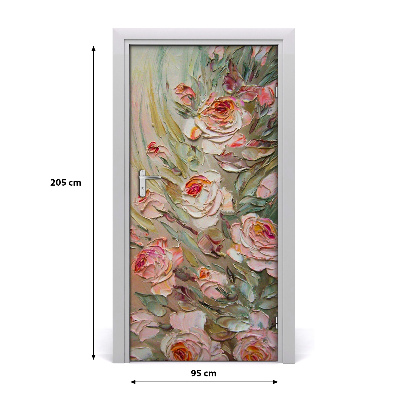 Self-adhesive door sticker On the door roses