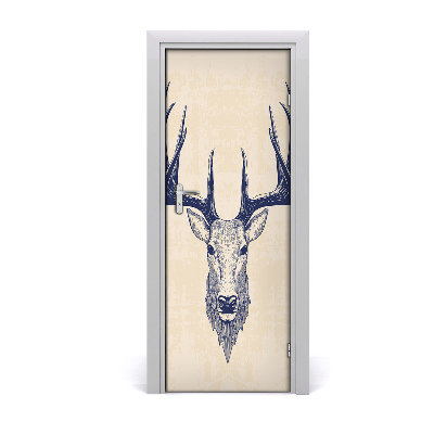 Self-adhesive door sticker Deer's head