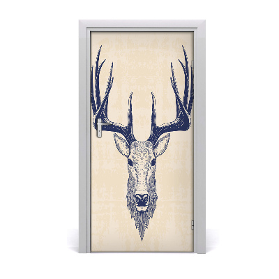 Self-adhesive door sticker Deer's head