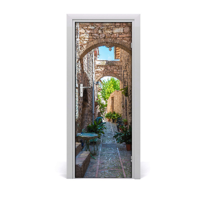 Self-adhesive door wallpaper Italian streets