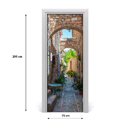 Self-adhesive door wallpaper Italian streets