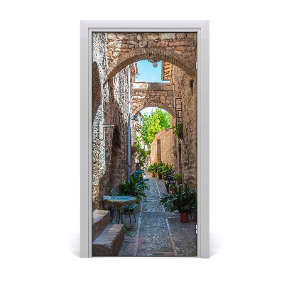 Self-adhesive door wallpaper Italian streets